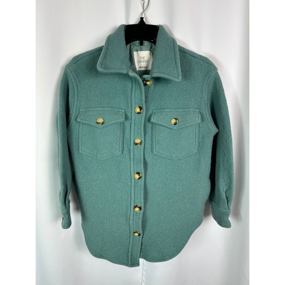 Wilfred Free The Ganna Green Solid Shirt Jacket Wool Shacket Gorpcore Minimalist